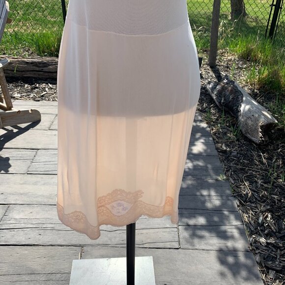 Vintage Babydoll Midi Slip Dress Satin Lace Trim Boho Lingerie - Picture 4 of 16